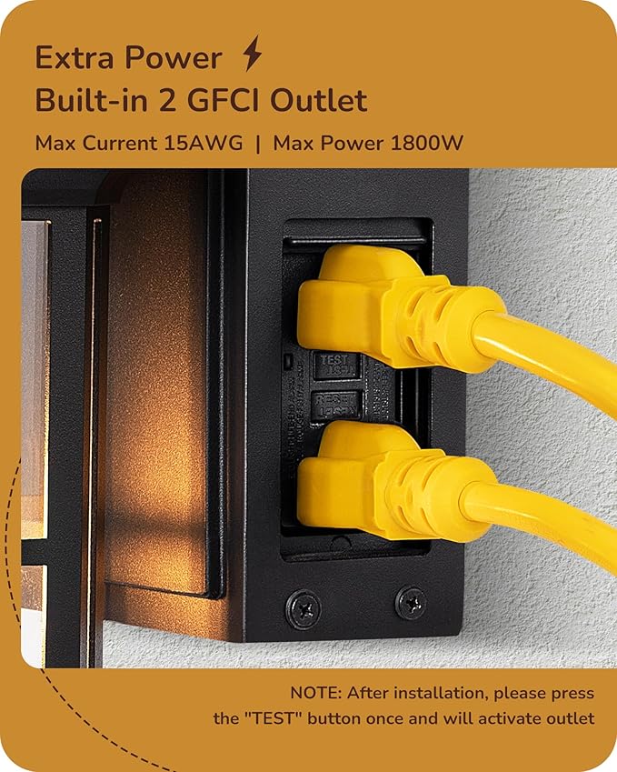 EDISHINE Outdoor Wall Lights with GFCI Outlet Motion Sensor Porch Light for House Dusk to Dawn Exterior Lighting Fixtures Waterproof Outdoor Wall Sconce for Patio Garage Black