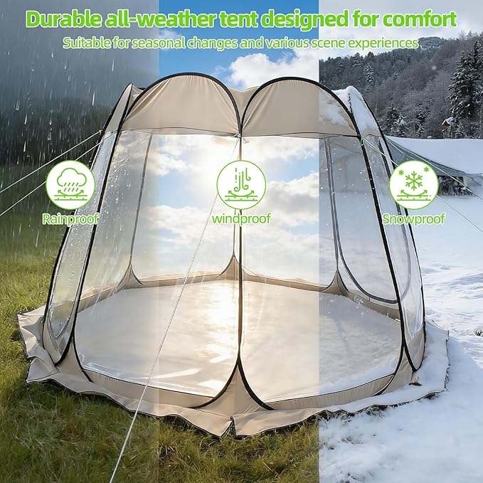 Pop Up Bubble Tent 8 Sizes Portable Clear Dome Weather Proof Garden Tent Waterproof Outdoor Large Outdoor Camping Shelter with Vent Window Screen House for PartyBackyardsCampingSports