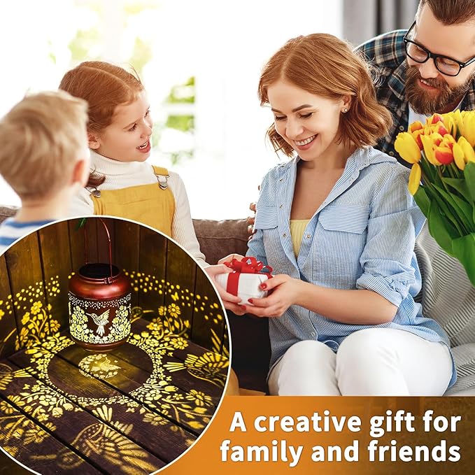 Hummingbird Solar Lanterns Outdoor WaterproofBirthday Gifts for Women Mom Grandma Hanging Lantern Yard Art Decorative Hummingbird Solar Lights for Decor Garden Patio Porch Backyard Pathway Lawn