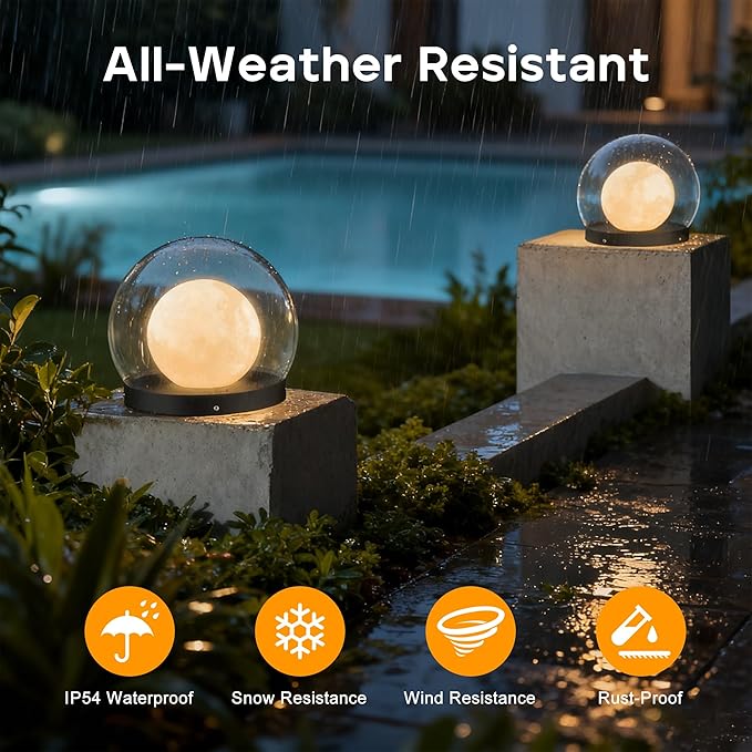 Solar Post Lights IP54 Modern Pillar Light Waterproof Column Lamp Outdoor Dusk to Dawn Solar Post Cap Light with 3200K LEDFence Deck Cap Lights for Garden Deck Patio Outside Lighting (Lampshade)