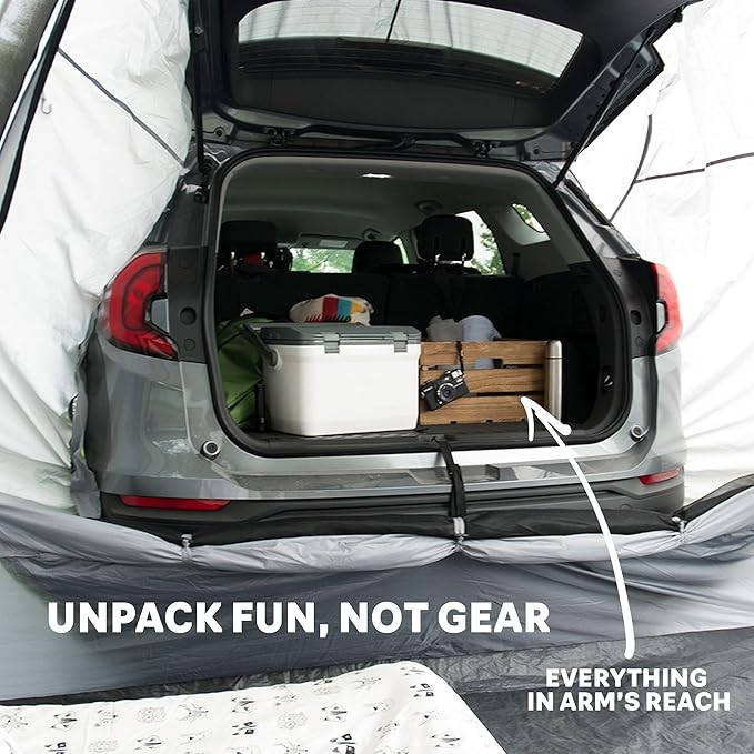 Napier Backroadz SUV Tent | 10' x 10' SUV Car Camping Tent | Fits All CUVs SUVs and Minivans | Sleeps 5 | Spacious Durable Easy Set-up | Gray/Green | Model 19100