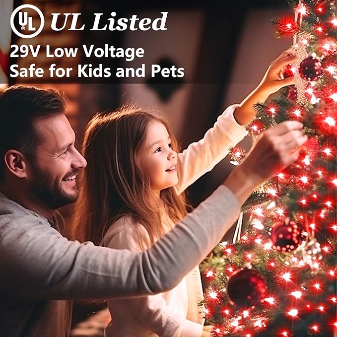 1500 LED Christmas Lights Outdoor with 12 Modes 470FT Green Wire Christmas String Fairy Lights with Timer &amp Dimmable Waterproof Twinkle Tree Lights for House Patio Party Wedding Xmas Decor Red
