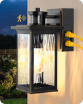 EDISHINE Outdoor Wall Light with GFCI Outlet Motion Sensor Exterior Lighting Fixture with Water Ripple Glass Waterproof Dusk to Dawn Outdoor Wall Sconce for Porch Front Door Garage Patio