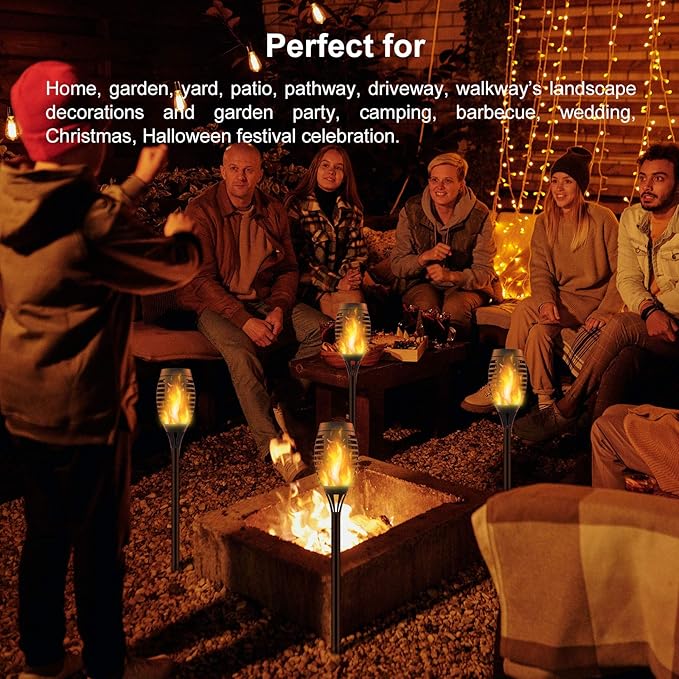 16 Pack Upgraded Solar Lights Outdoor Mini Solar Torch Lights with Flickering Flames Waterproof Landscape Decoration Dancing Flame Lights for Garden Pathway Yard Auto On/Off Dusk to Dawn