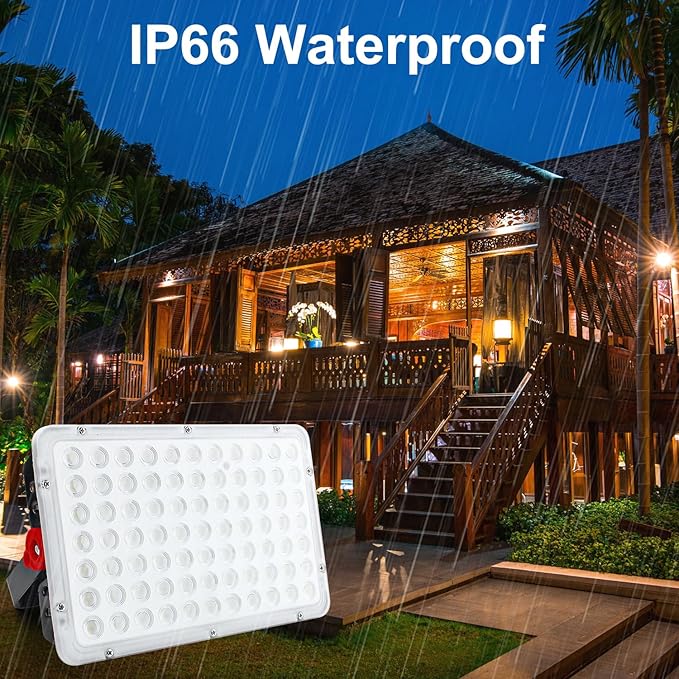 200W Led Outdoor FloodLight Exterior Flood Lights Led Stadium Lights Plug in Flood Light for Yard Garden Playground Lawn GaragesBasketball Court Stadium
