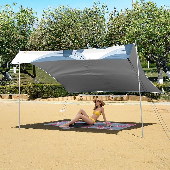Seamless Pattern of Happy Whale Camping Sun Shelter Beach Tent Portable Beach Sun Shade Outdoor Canopy for Camping Trips Fishing Picnic