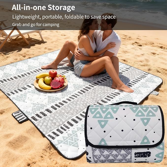 80''x80'' Checkered Picnic Blankets Thickened Large Beach Blanket Waterproof Foldable Outdoor Mat for Camping Beach Tent Park