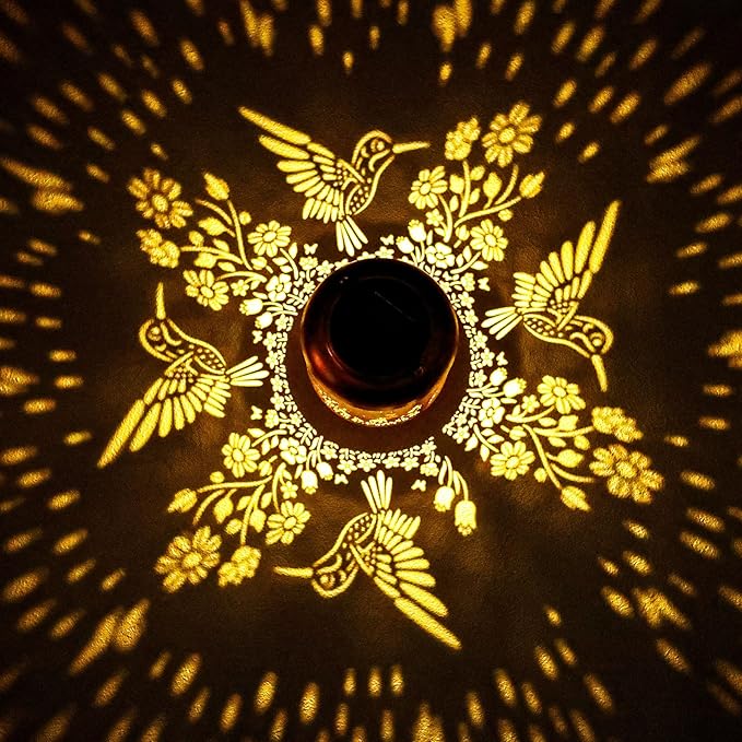 2Pack Hummingbird Solar Lanterns Outdoor Waterproof Birthday Gifts for Women Mom Grandma Metal Solar Decorative LED Lantern Outside for Garden Decor Yard Patio Porch Backyard Pathway Landscape