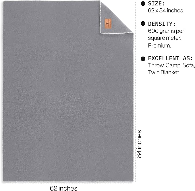 100% Wool Blanket - Premium Ultra-Soft &amp Warm Twin 62x 84 Large Size Blanket for Couch Bed Home Camping &amp Outdoors