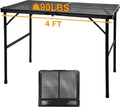 Camping Table with Mesh Desktop Lightweight &amp Portable Folding Grill Table Height Adjustable Metal Outdoor Table for Camp Cooking BBQ RV Picnic-4 FT Black