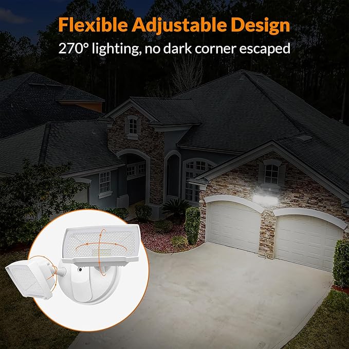 LEPOWER 28W 3000LM ‌LED Security Flood Light‌ ‌Outdoor‌ Switch Controlled Aluminum ‌Security Light‌ 2 Adjustable Heads 5500K Daylight IP65 Waterproof Wet Location for Patio Garden Yard Lights