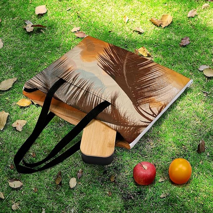Zipper Tropical Beach Palm Tree Sunset Style Picnic Mat Suitable for Travel Camping Park Or Home Use
