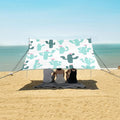 Bolaz Beach Canopy Tent Sun Shade9'×10.5' Large Family Beach Shade UPF50+- Outdoor Shade for Camping Trips FishingCute Turquoise Cactus Pattern