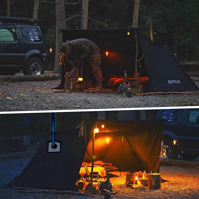 Hot Tent for 1-2 Person PU3000mm Waterproof Aluminum Poles for Winter Camping with Stove Jack (Fire-Resistant) Ventilation Mesh &amp Windproof Enclosure Multi-Use for Cooking Relaxing &amp Over