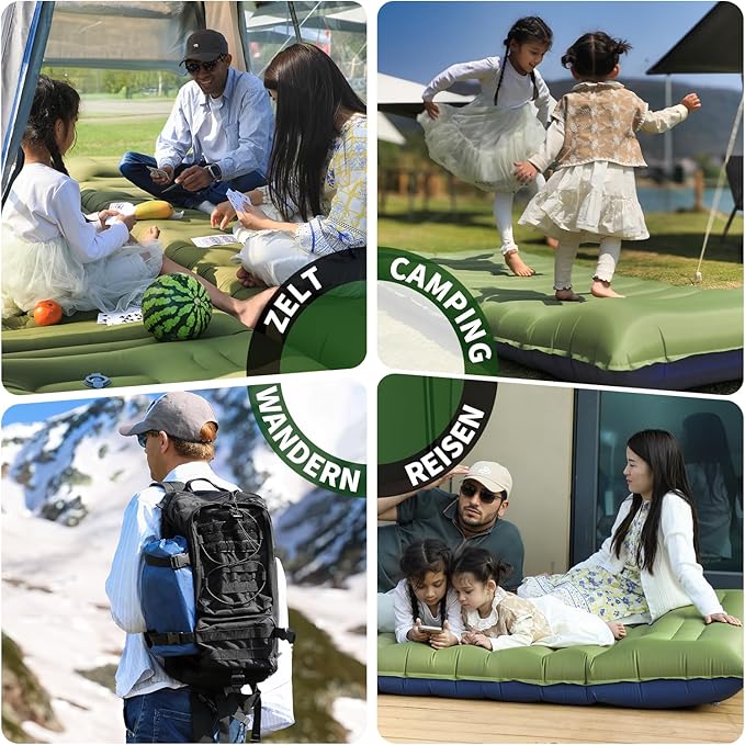 Camping Sleeping Pad Thick 5 Inch Camping Mat with Pillow Built-in Foot Pump Ultralight Inflatable Sleeping Pads for Camping Backpacking Hiking Tent