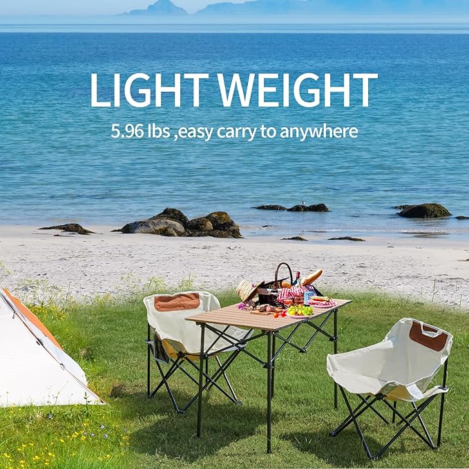 SHANQUAN 2 Pack Folding Camping Chair Compact Camp ChairOutdoor Lawn Portable Lightweight Backpacking Chair with Carrying Bag for Outdoor CampTravelBeachPicnicFishing Hiking (Beige)