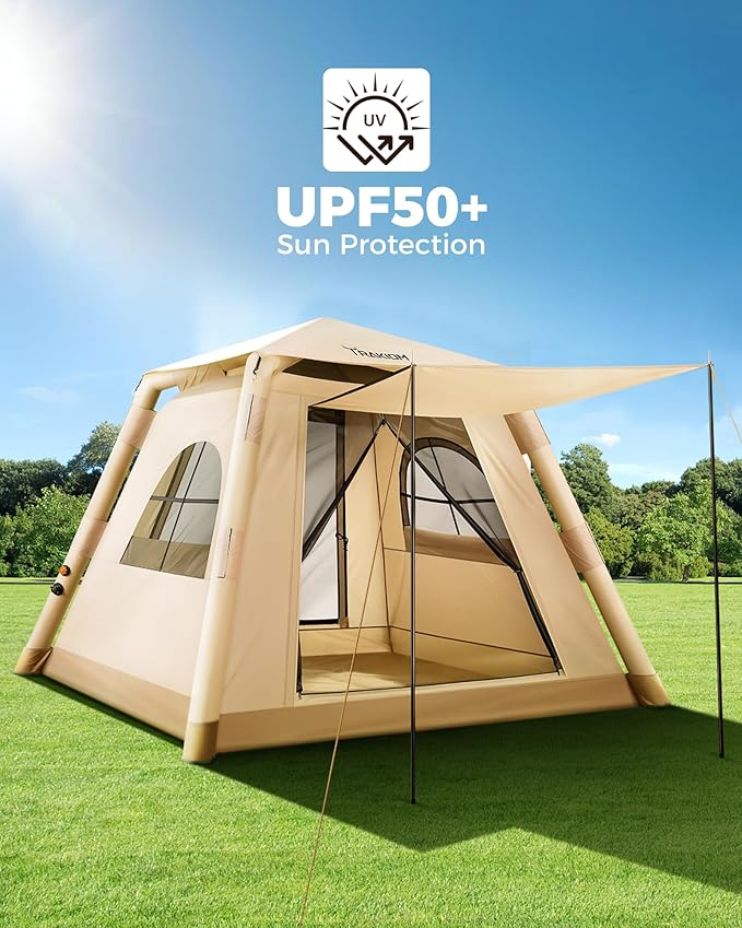 Inflatable Tents for Camping 2-4 Person Easy Set Up Camping Tent with Automatic &amp Manual Pump Waterproof Blow Up Tent for Family Outdoor