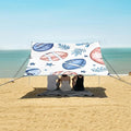 Blue Rugby Pattern Camping Sun Shelter Beach Tent Portable Beach Sun Shade Outdoor Canopy for Camping Trips Fishing Picnic