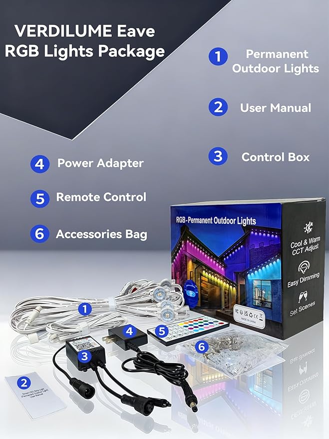 300FT Permanent Outdoor Lights Smart RGB Eave Lighting for House IP67 Waterproof LED Outside House Lights with App/Remote Control for Christmas Holiday Decor Party Daily