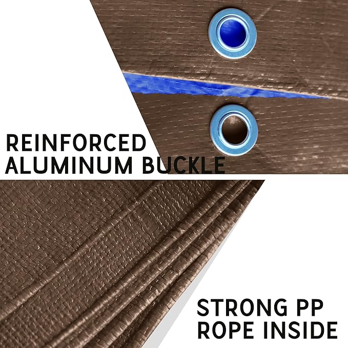 STARPYNG-7 Mil Brown/Blue 16x20 Feet Tarp-Multifunctional Waterproof Tarpaulin-Waterproof UV Resistant Rip and Tear Resistant Poly Tarpaulin with Reinforced Edges for Cover