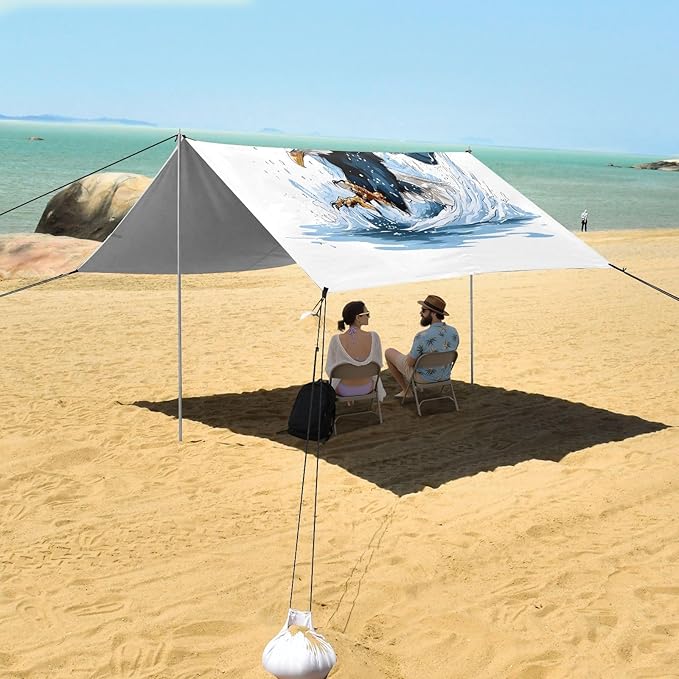Camping Sun Shelters Eagle Flying Over Water Beach Canopy 126 * 110.2in