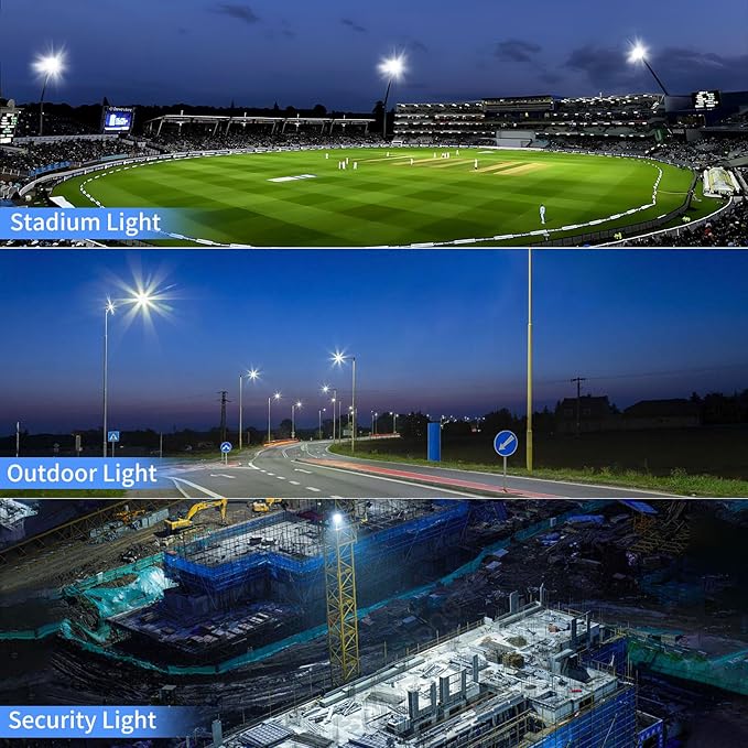300W LED Flood Light Outdoor with Plug 36000LM Ultra Brighter Security Light IP66 Waterproof Exterior Plug in Floodlight 5000K Daylight White for Lawn Yard Garden Stadium(2 Pack)