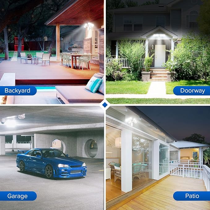 SANSI 38W 5000LM Motion Sensor Outdoor Lights Flood Lights Outdoor Detector with 4 Mode Adjustable 500W Equiv 5000K Dusk to Dawn IP65 Waterproof Motion Sensor Light for Garage Yard Porch (White)