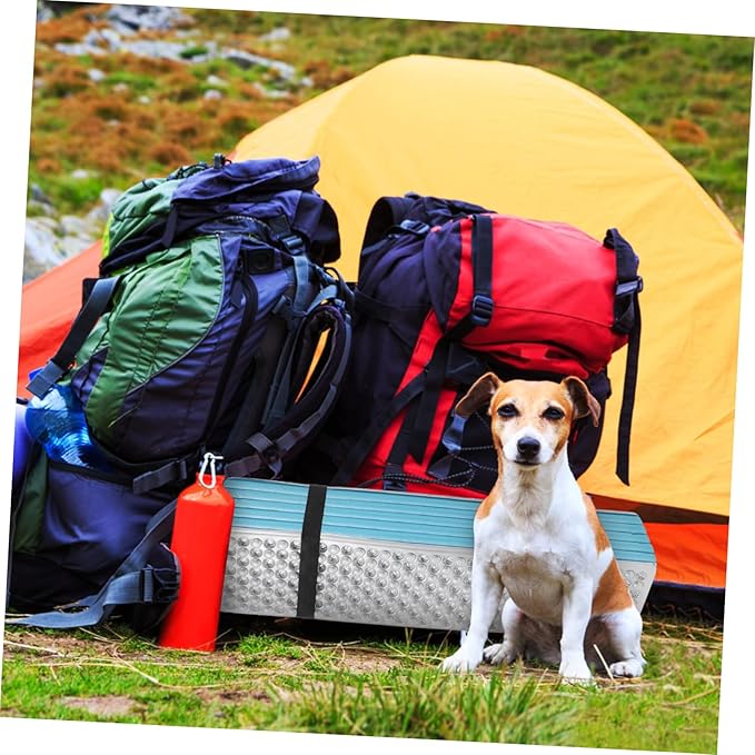 Toyvian Folding Camping Mat 186x60cm Blue Egg Crate Insulated Sleeping Pad Portable Thermal Foam Pad for Outdoor Backpacking and Hiking