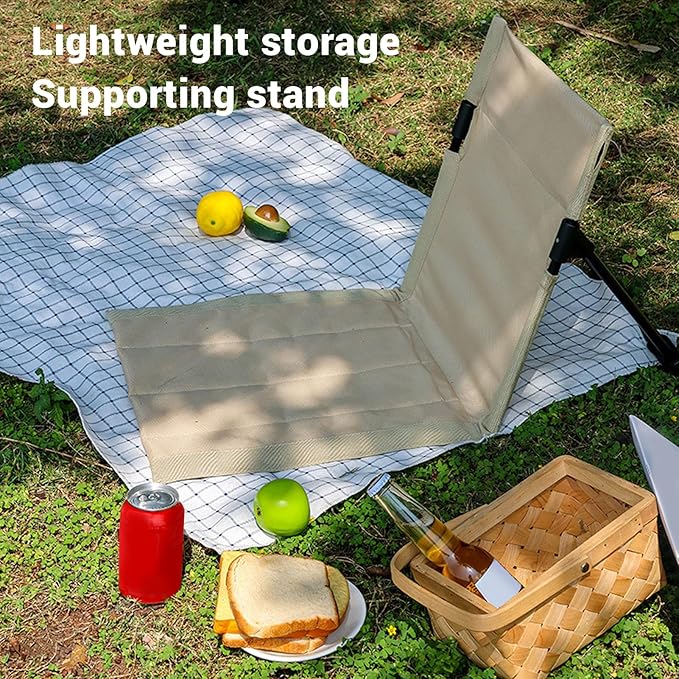 Yosoo Health Gear Portable Folding Floor Chair Adjustable Backrest Breathable 600D Oxford Fabric Lightweight for Beach Camping and Fishing (Khaki)