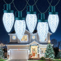 Minetom C9 Christmas Lights Outdoor 100FT 100 LED Waterproof Strawberry String Lights UL Certified Connectable Green Wire Lights String for Outdoor Indoor Patio Party Roofline Backyard Xmas Decor