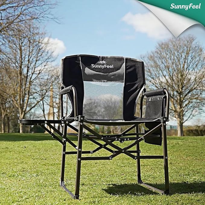 SUNNYFEEL Camping Directors Chair Heavy DutyOversized Portable Folding Chair with Side Table Pocket for Beach FishingTripPicnicLawnConcert Outdoor Foldable Camp Chairs