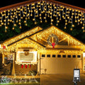 Icicle Christmas Lights Outdoor 132ft 1280 LED Icicle Lights for Outside Plug in Twinkle Lights Indoor with 8 Modes Timer Waterproof for House Holiday Decor Wedding Christmas Decorations Warm White
