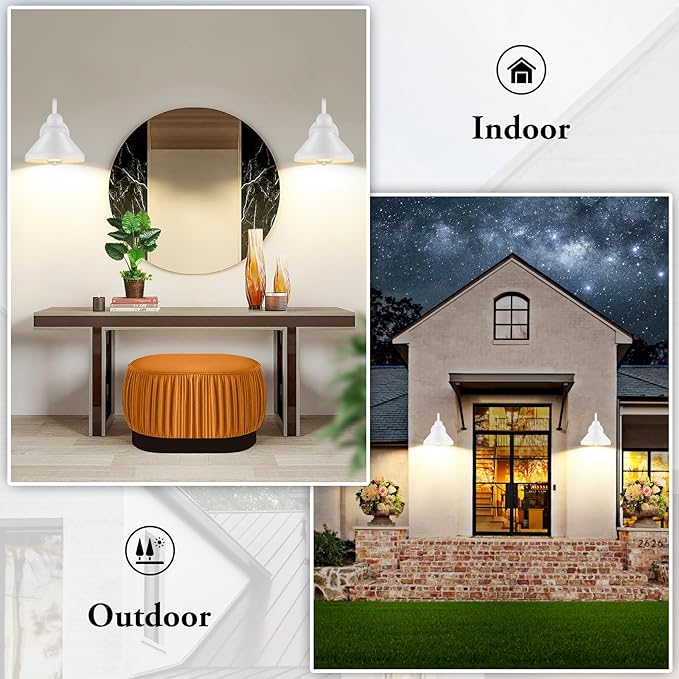 Brightever Gooseneck Outdoor Wall Lanterns Pack of 2 Exterior Light Fixtures Anti-Rust Outside Barn Wall Mount Sconces Waterproof White Patio Wall Lamps for House Front Door Bulb Excluded