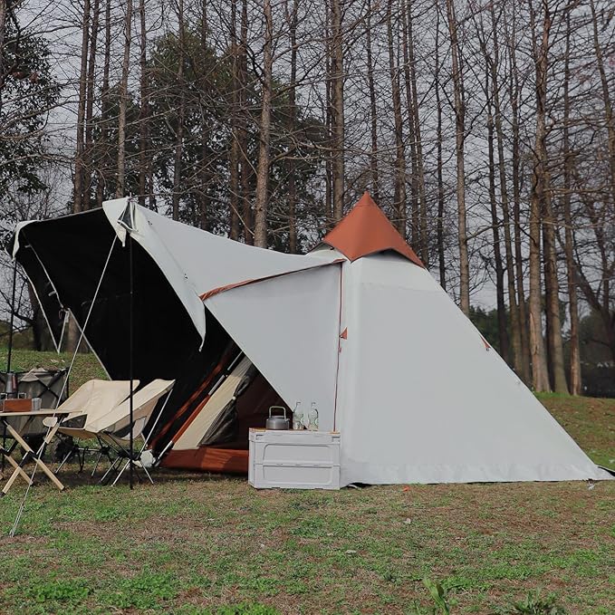 Camping Teepee Tent 2-4 Person Indian Tent Waterproof Instant Pyramid Spire Tents for Outdoor Hiking