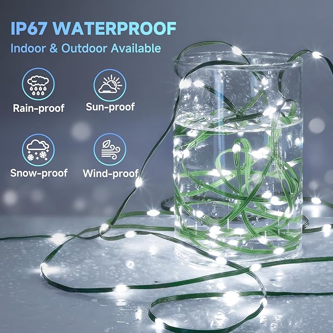 Mlambert 1500 LED Christmas Lights 492FT Outdoor Waterproof Dimmable Fairy Lights with Remote 8 Modes Indoor Lighting for Holiday Décor Cool White