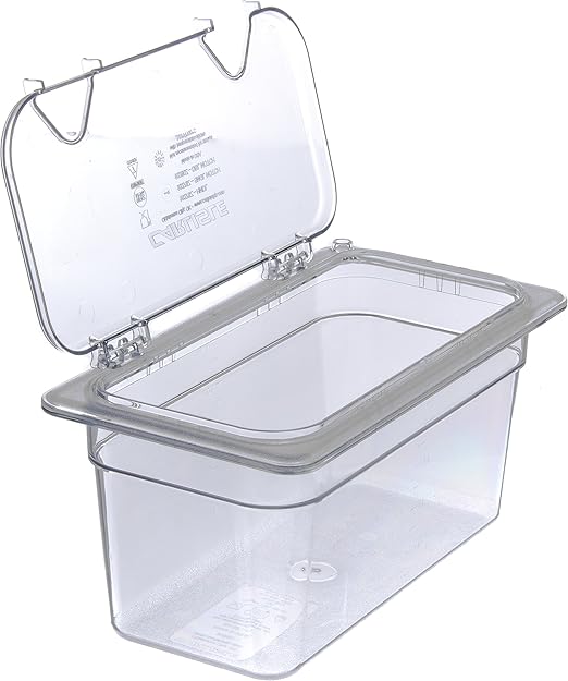 Carlisle FoodService Products Storplus Food Storage Container Food Pan Chafing Pan with Spoonable Corners for Catering Buffets Restaurants Polycarbonate (Pc) 1/3 Size 6 Inches Deep Clear
