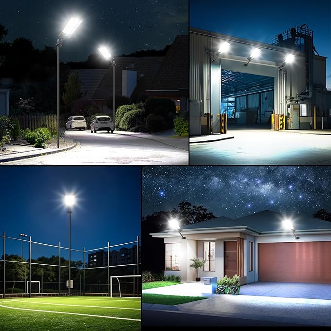 17 Solar Street Lights Outdoor Waterproof 36000LM 6500K Dusk to Dawn Solar Flood Light Motion Sensor Solar-Powered Light with Remote Control Commercial Area Lighting for Outside Parking Lot 2-Pack