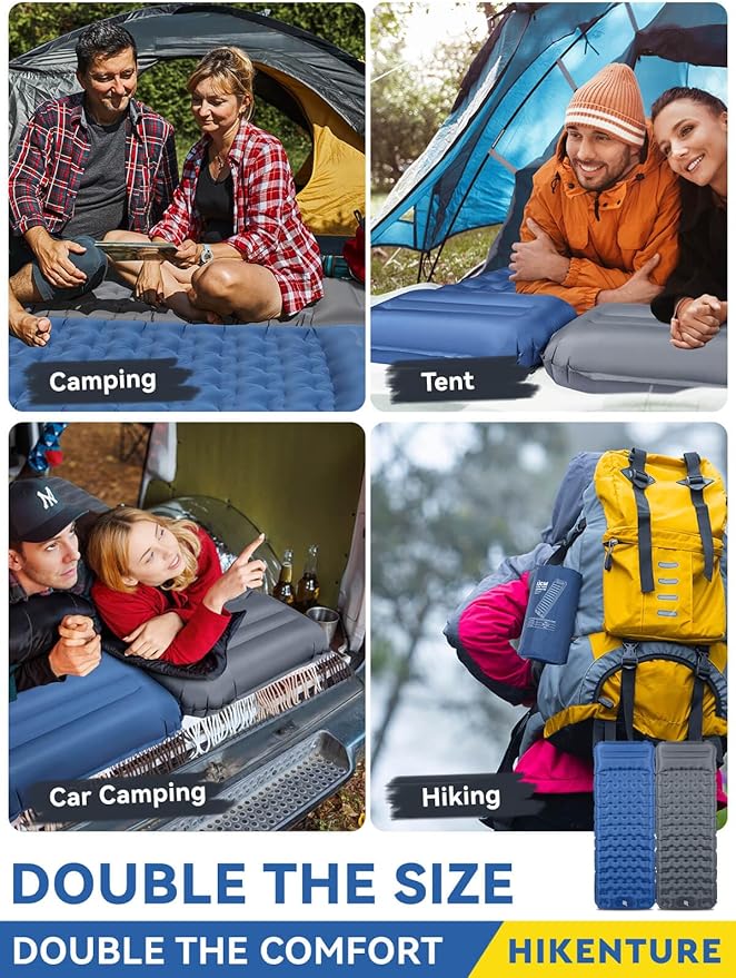 Camping Sleeping Pad Ultra-Thick 5.1 Camping Mat with Pillow Built-in Foot Pump Inflatable Sleeping Pads Compact for Camping Backpacking Hiking