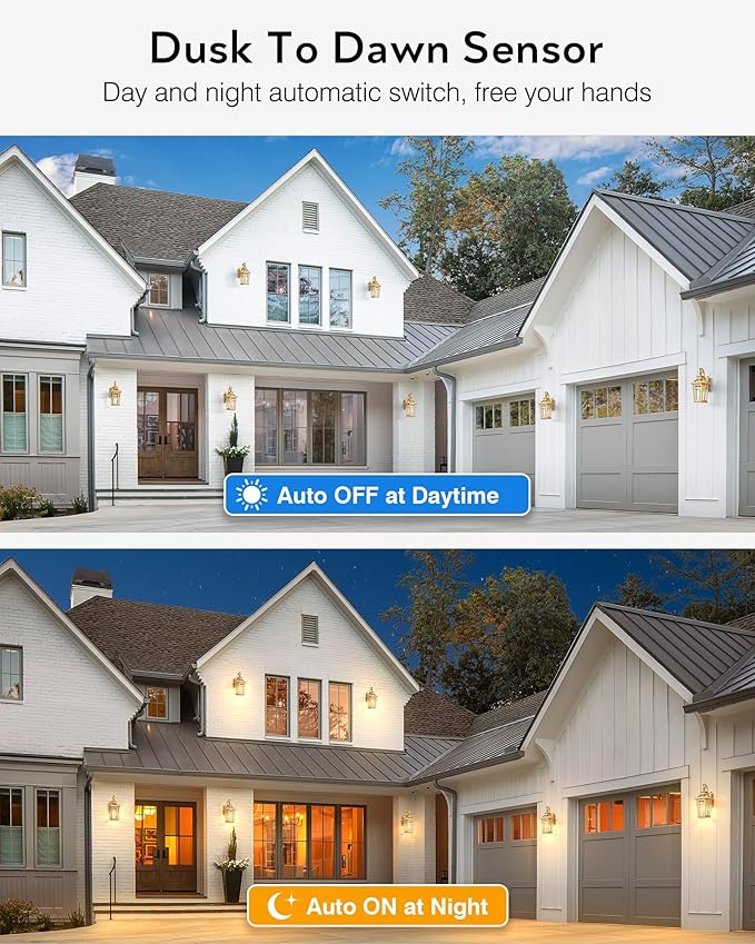 Outdoor Wall Lights Wall Mount 2-Pack Dusk to Dawn Front Porch Light Gold Modern Exterior Wall Sconce Exterior Garage Lighting Fixtures Weather Resistant Coach Lanterns Outdoor Anti-Rust