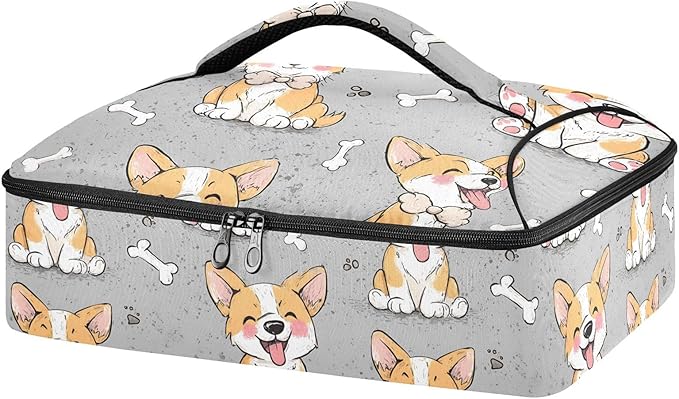 Casserole Carrier Lovely Dog Face PatternInsulated Casserole Carrier for Hot or Cold Food Thermal Lunch Tote for Potluck Parties Picnic Beach Fits 9 x 13 Inches Baking Dish