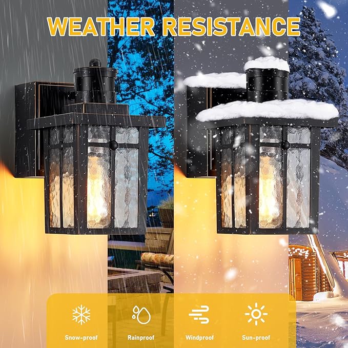 Porch Lights with GFCI OutletDusk to Dawn Motion Sensor Outdoor Lights3 Lighting Modes Black Front Door LightWaterproof Exterior Light FixtureOutside Wall Lamp for House Patio Garage