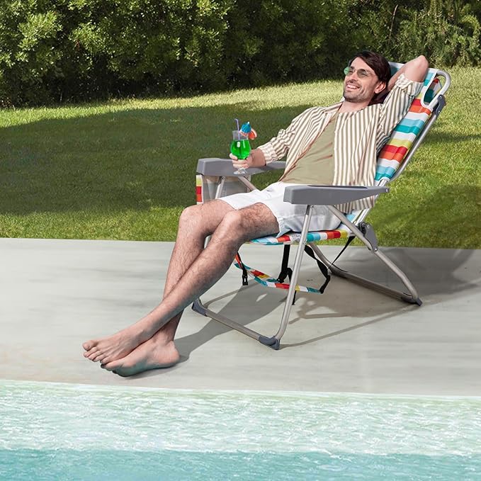 5 Position Beach Chair Portable Camping Chair Folding Backpack Beach Chair Folding Beach Chair Foldable Camping Chair Backpack Chair for Beach Lawn Concert