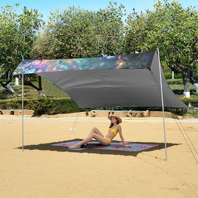 Camping Sun Shelters Glowing Beautiful Peacock Beach Canopy 126 * 110.2in