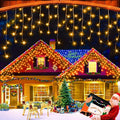 XURISEN 66ft Christmas Lights Decorations Outdoor 640 LED 8 Modes Curtain Fairy Lights with 120 DropsPlug in Waterproof Timer Memory Function for Christmas Holiday Wedding Party Decor(Warm White)