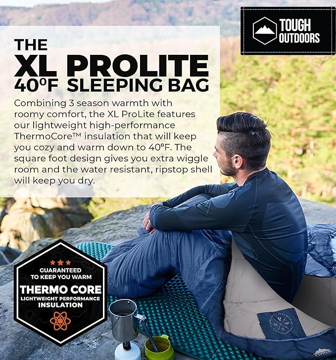 Tough Outdoors Sleeping Bags for Adults &amp Kids Sleeping Bags Girls Boys Teens - Camping Sleeping Bag for Backpacking- Cold Warm Weather &amp Summer Sleeping Bag - Lightweight Waterproof Compact S