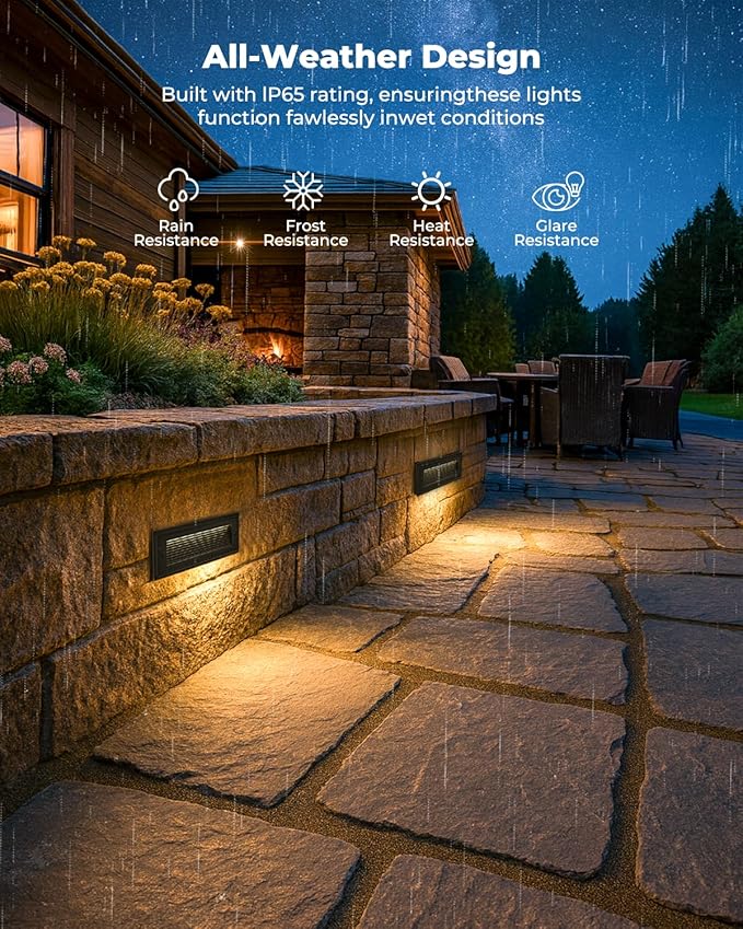 9 Inch Low Voltage Step Lights Outdoor 12V 5W LED Landscape Stair Lights 3000K/4000K/6500K Deck Step Lights IP65 Waterproof for Stair Lighting and Yard Patio Pathway Walkway Pack of 6