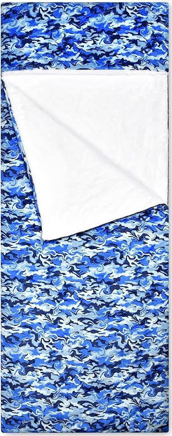 iscream 70 x 28 Faux Sherpa-Lined Silky Silky Fleece Zippered Sleeping Bag - Wild Camo