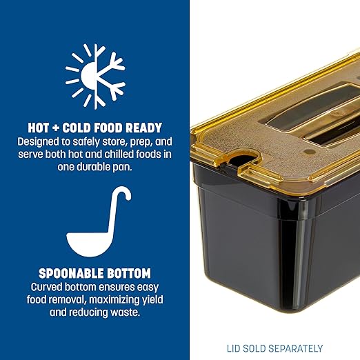 Carlisle FoodService Products StorPlus High Heat Food Pan 1/3 Size 6 Inches Deep Black 5 Litre Capacity Plastic No Lid