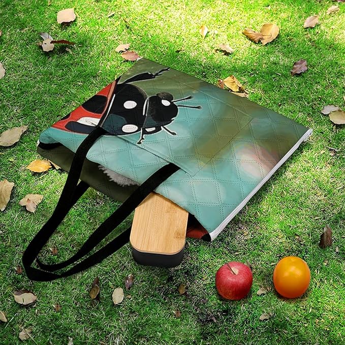 Zipper Ladybug Landscape Style Picnic Mat Suitable for Travel Camping Park Or Home Use