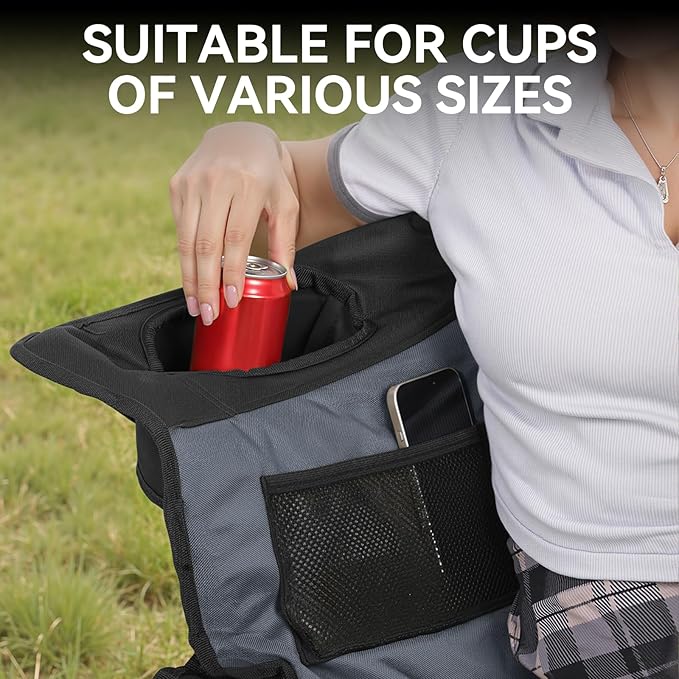 Double Camping Chair Oversized Padded Camping Chairs for Adults Folding Loveseat with Cup Holders and Side Pockets Heavy Duty Outdoor Lawn Chairs for CampingSports FishingBeachBlack